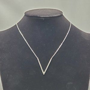 INC silver pave stone v necklace